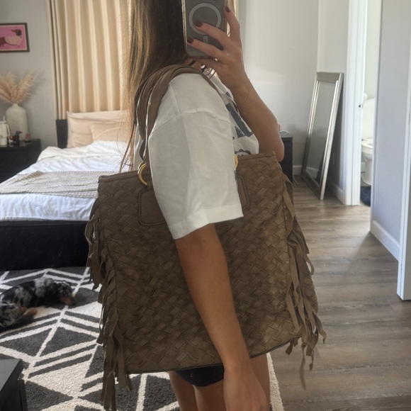 Miu miu tassel weave leather suede tote bag - Picture 4 of 13